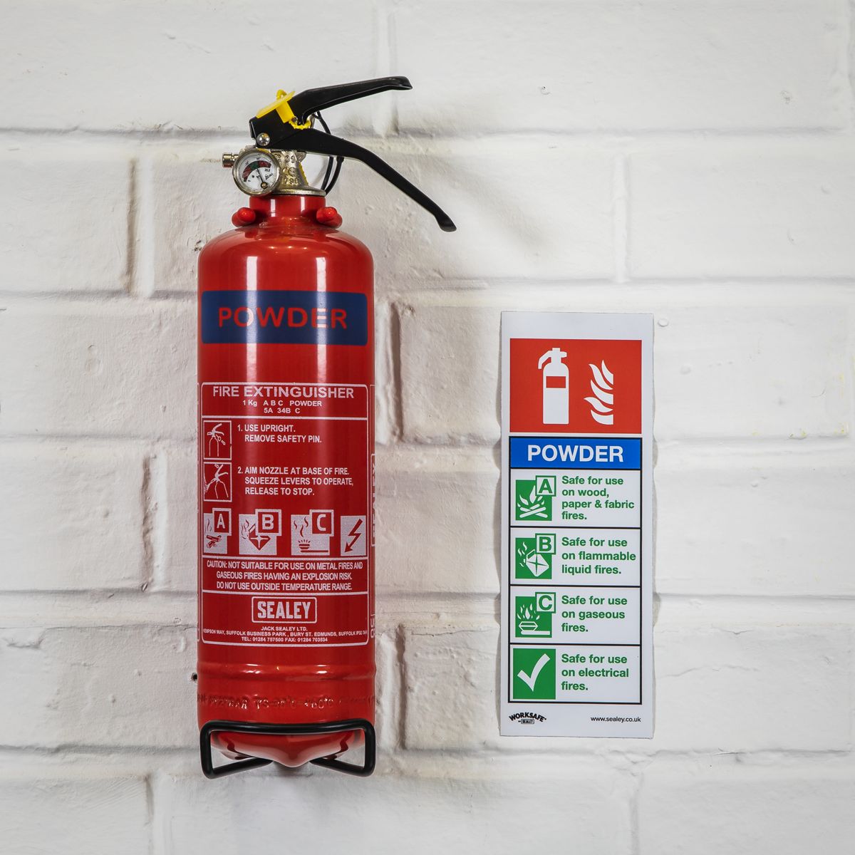 Sealey Dry Powder Fire Extinguisher 1kg - Image 4