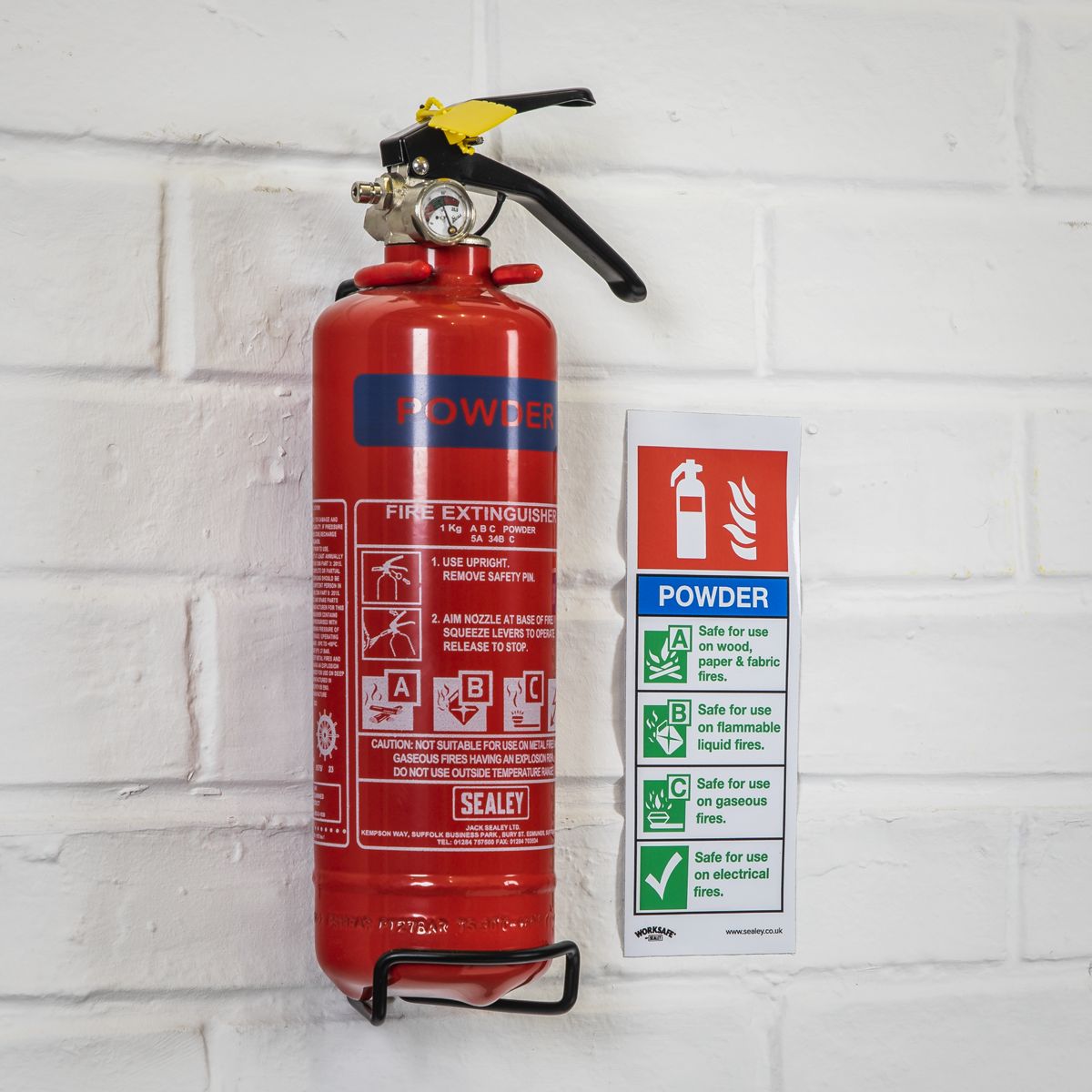 Sealey Dry Powder Fire Extinguisher 1kg - Image 5