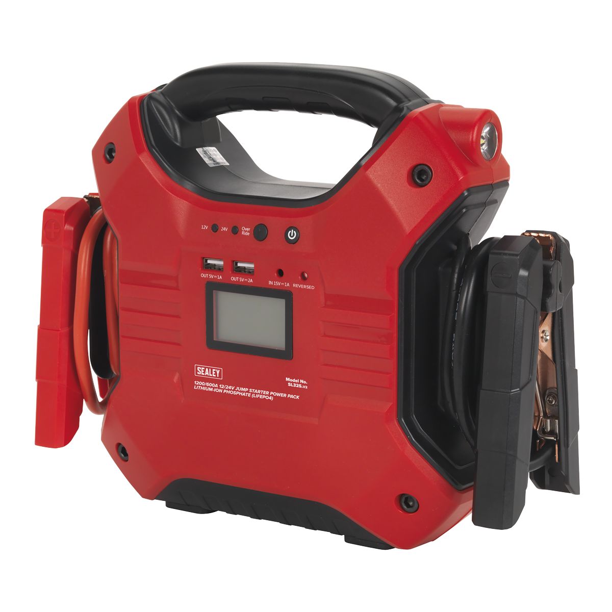 Sealey 12/24V Jump Starter Power Pack Lithium-ion Phosphate (LiFePo4) 1200/600 Peak Amps - Image 2