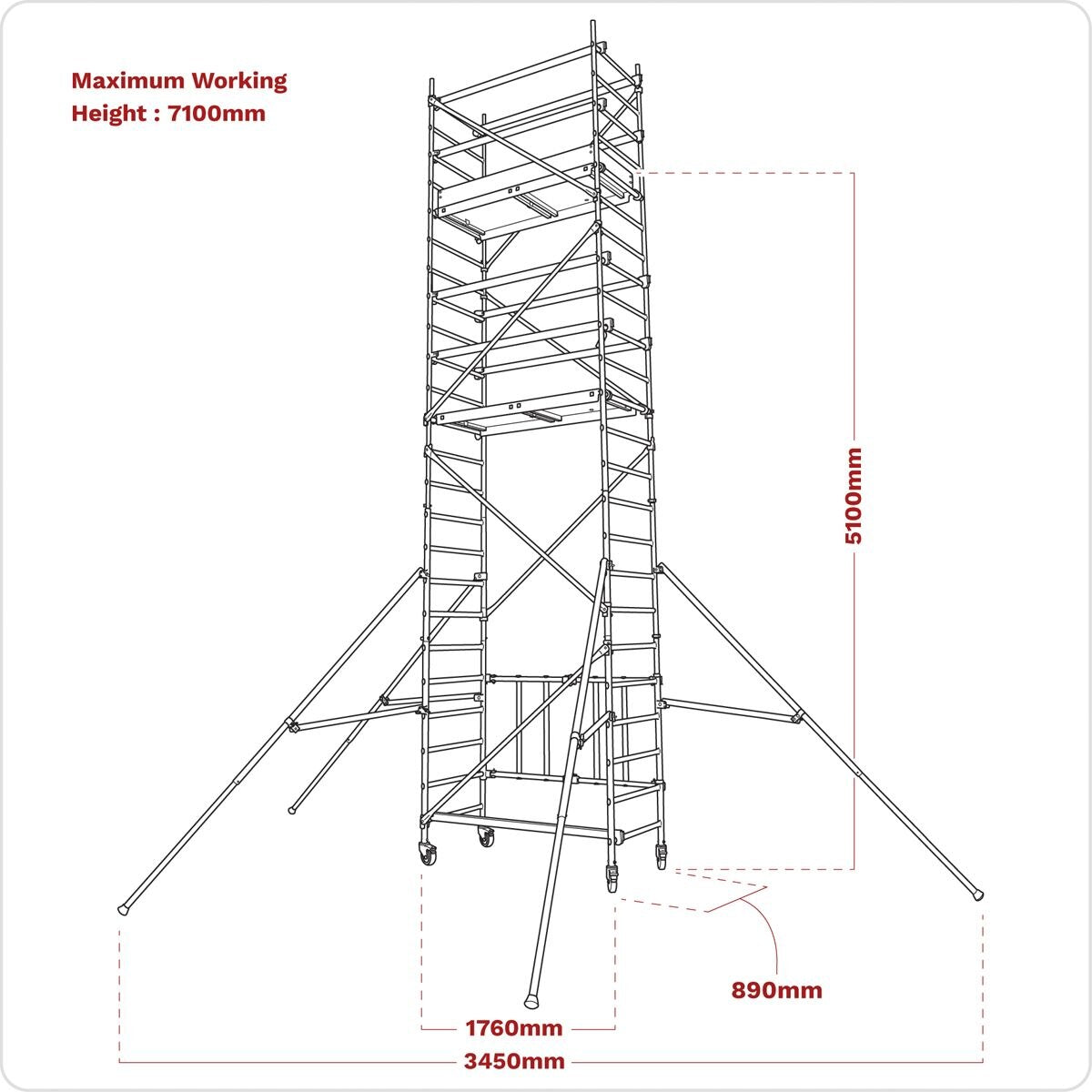 Sealey Platform Scaffold Tower Extension Pack 4 EN 1004-1 - Image 2