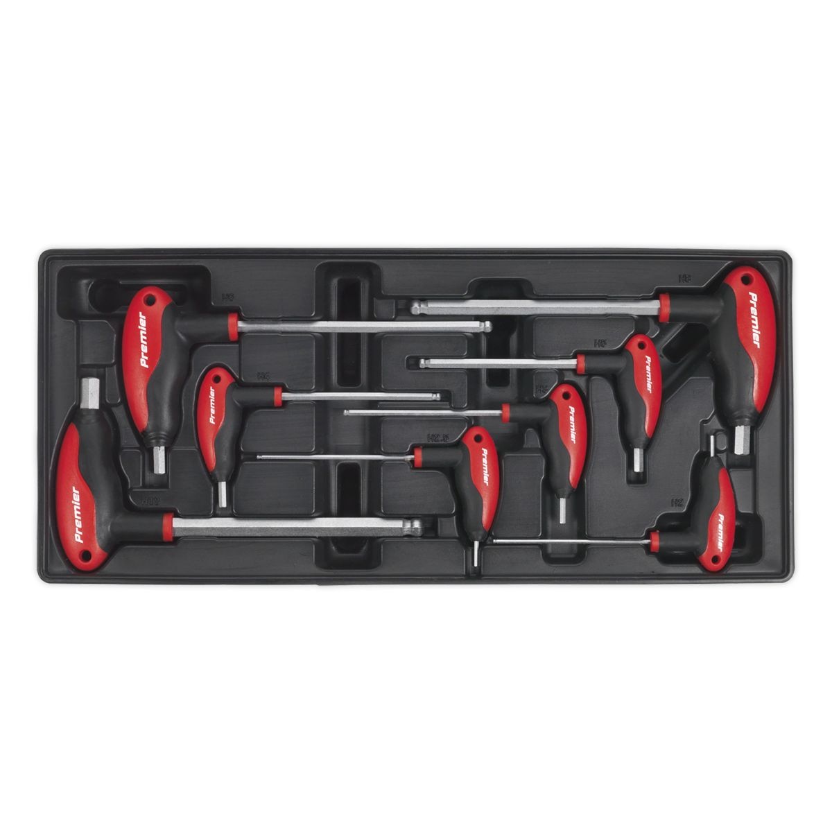 Sealey Premier T-Handle Ball-End Hex Key Set with Tool Tray 8pc - Image 1