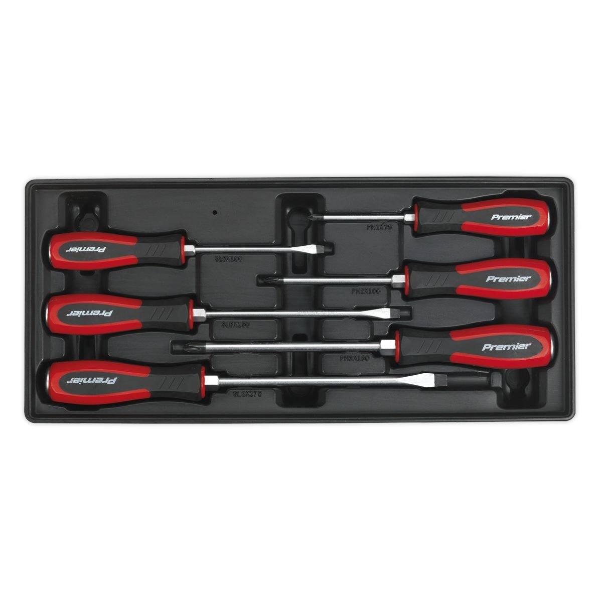 Sealey Premier Hammer-Thru Screwdriver Set with Tool Tray 6pc - Image 1