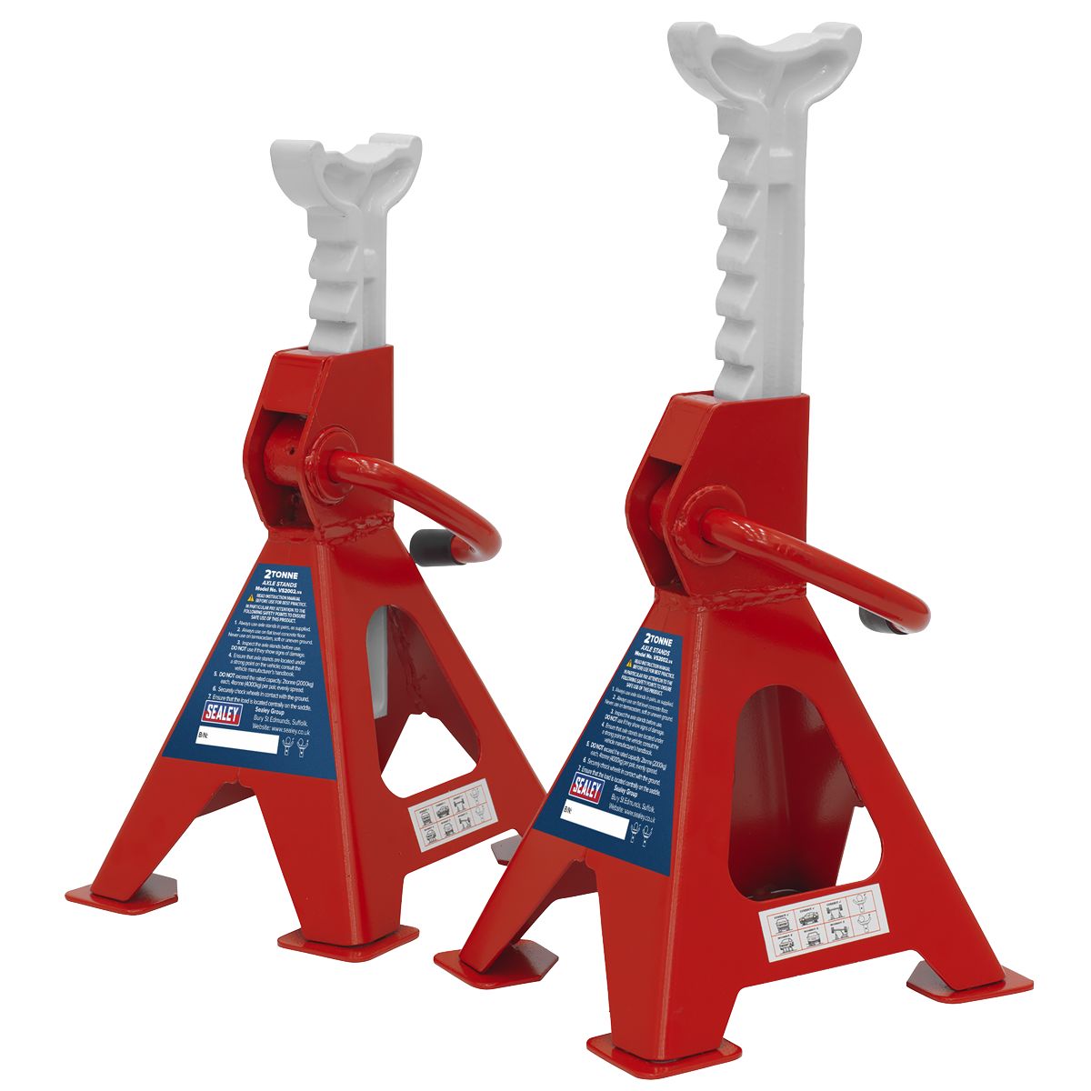 Sealey Ratchet Type Axle Stands (Pair) 2 Tonne Capacity per Stand - Image 1