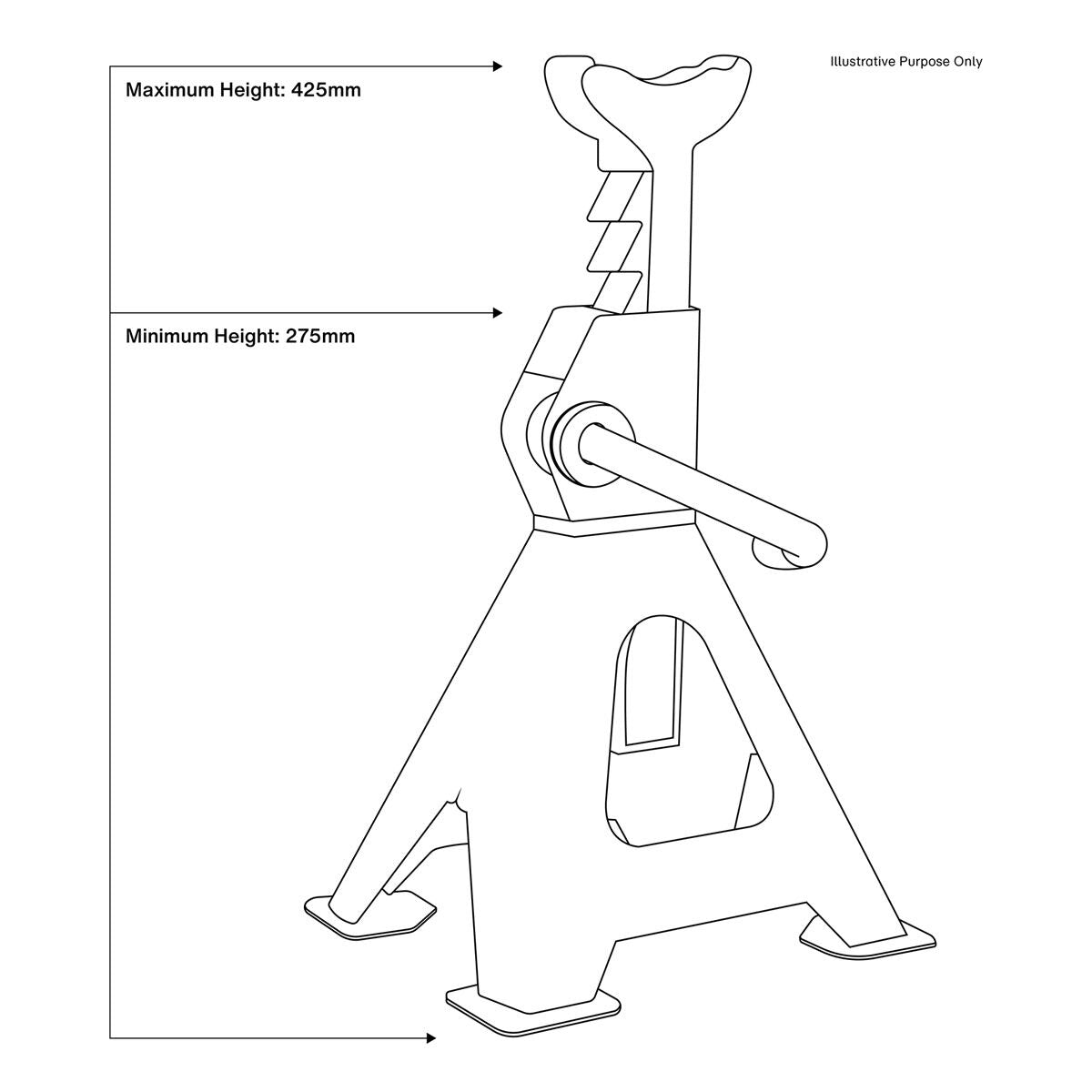 Sealey Ratchet Type Axle Stands (Pair) 2 Tonne Capacity per Stand - Image 2