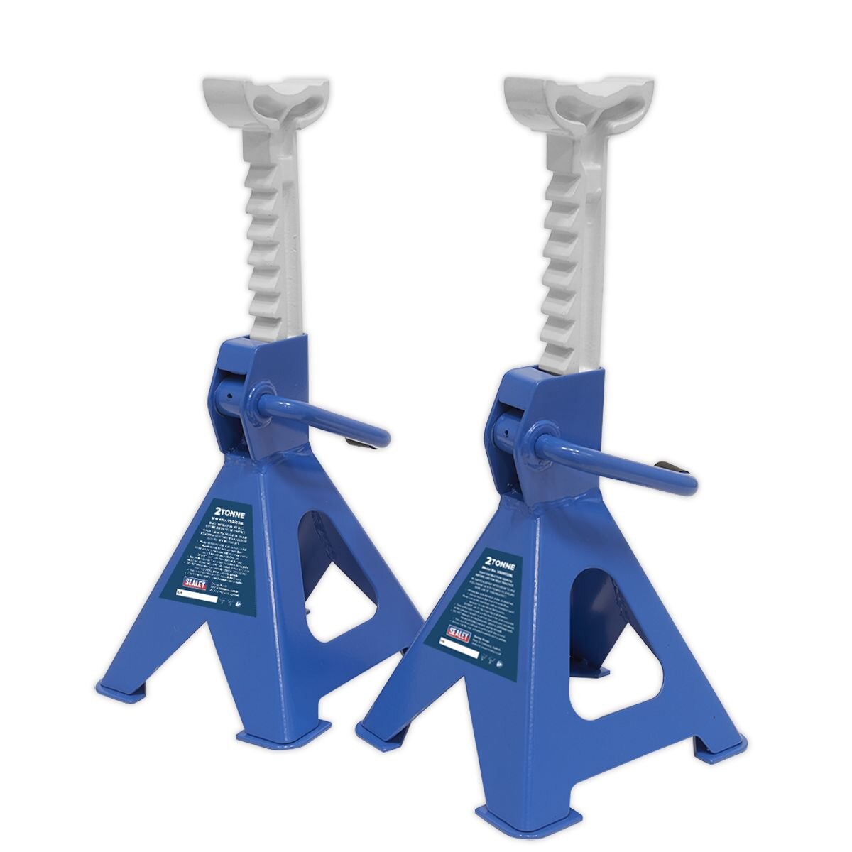 Sealey Ratchet Type Axle Stands (Pair) 2 Tonne Capacity per Stand - Blue - Image 2