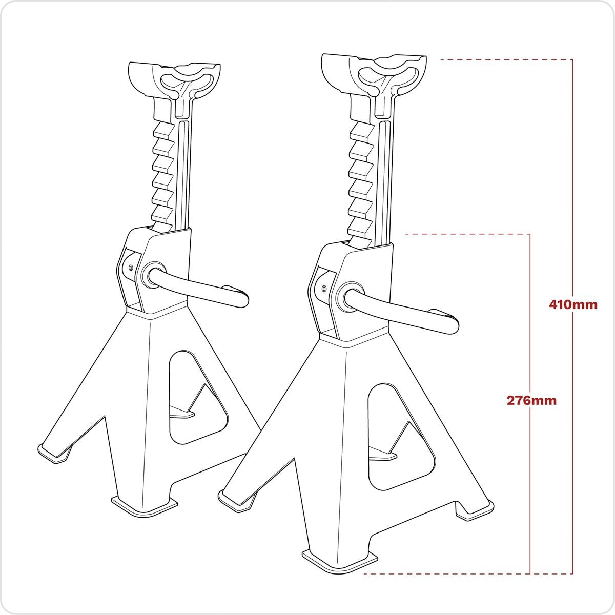 Sealey Ratchet Type Axle Stands (Pair) 2 Tonne Capacity per Stand - Hi-Vis Green - Image 2