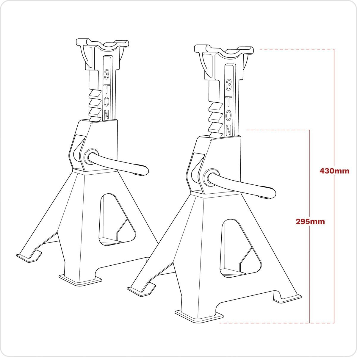 Sealey Ratchet Type Axle Stands (Pair) 3 Tonne Capacity per Stand - Hi-Vis Green - Image 2