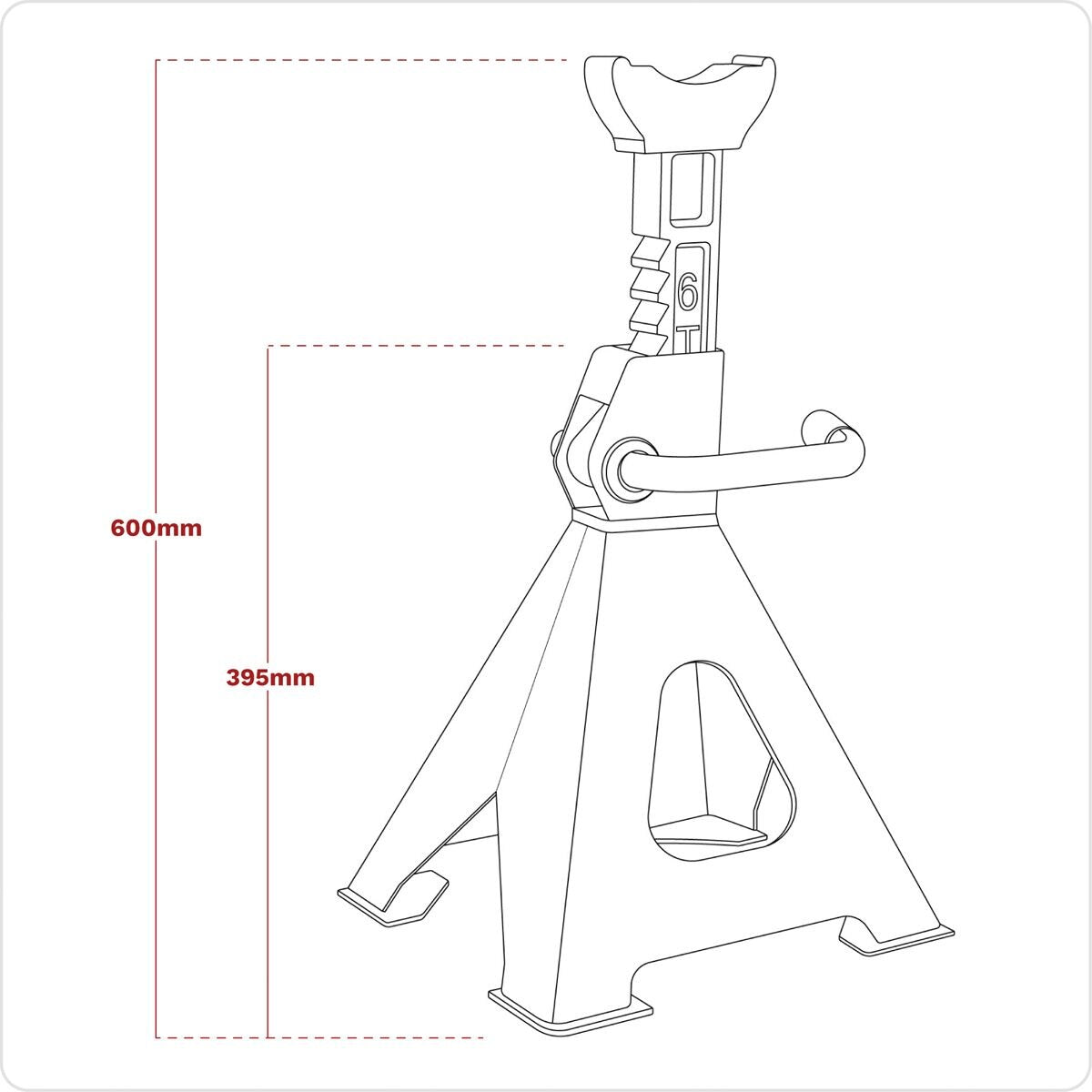 Sealey Ratchet Type Axle Stands (Pair) 6 Tonne Capacity per Stand - Image 2