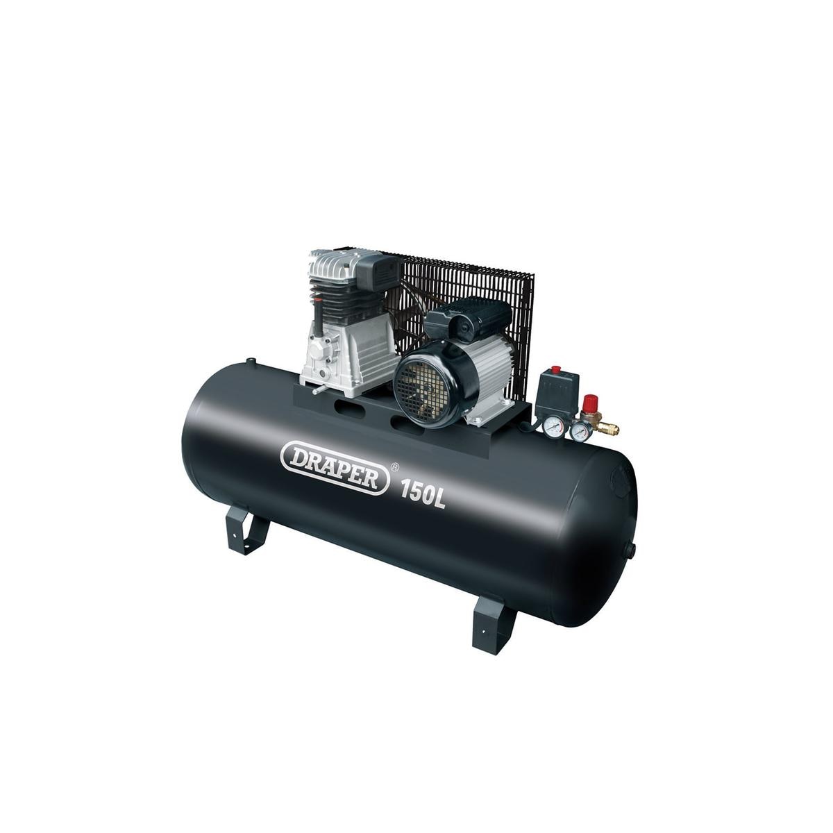 Draper 150L Belt-Driven Air Compressor without wheels, 2.2kW/3hp√ä - Image 1