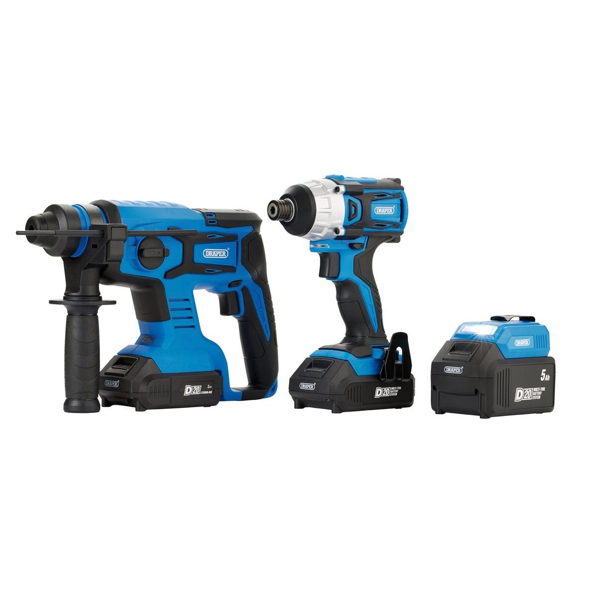 Draper D20 20V Impact Driver and SDS+ Drill Kit - Image 2