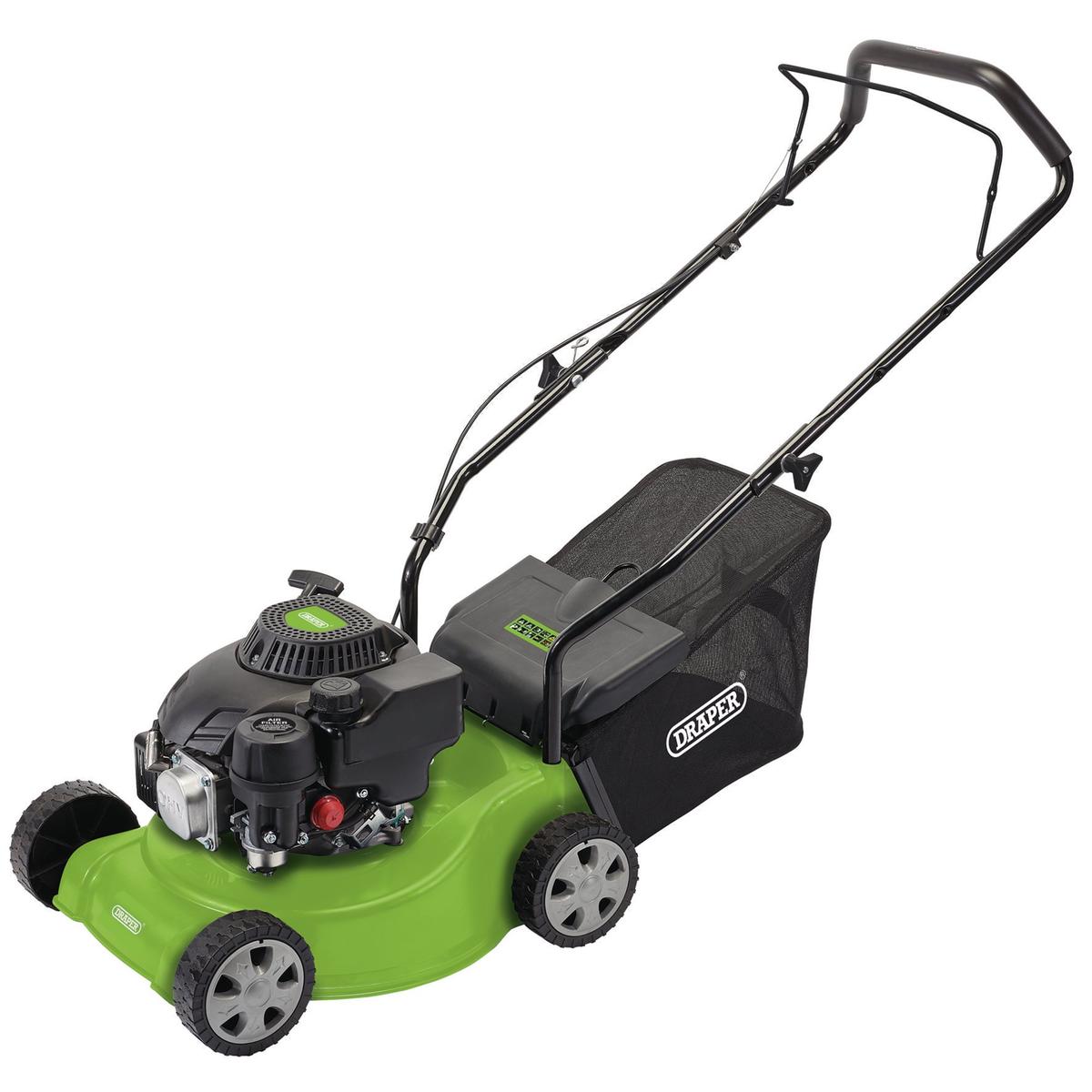 Draper Composite Deck Petrol Lawn Mower, 390mm, 132cc/3.3HP - Image 1