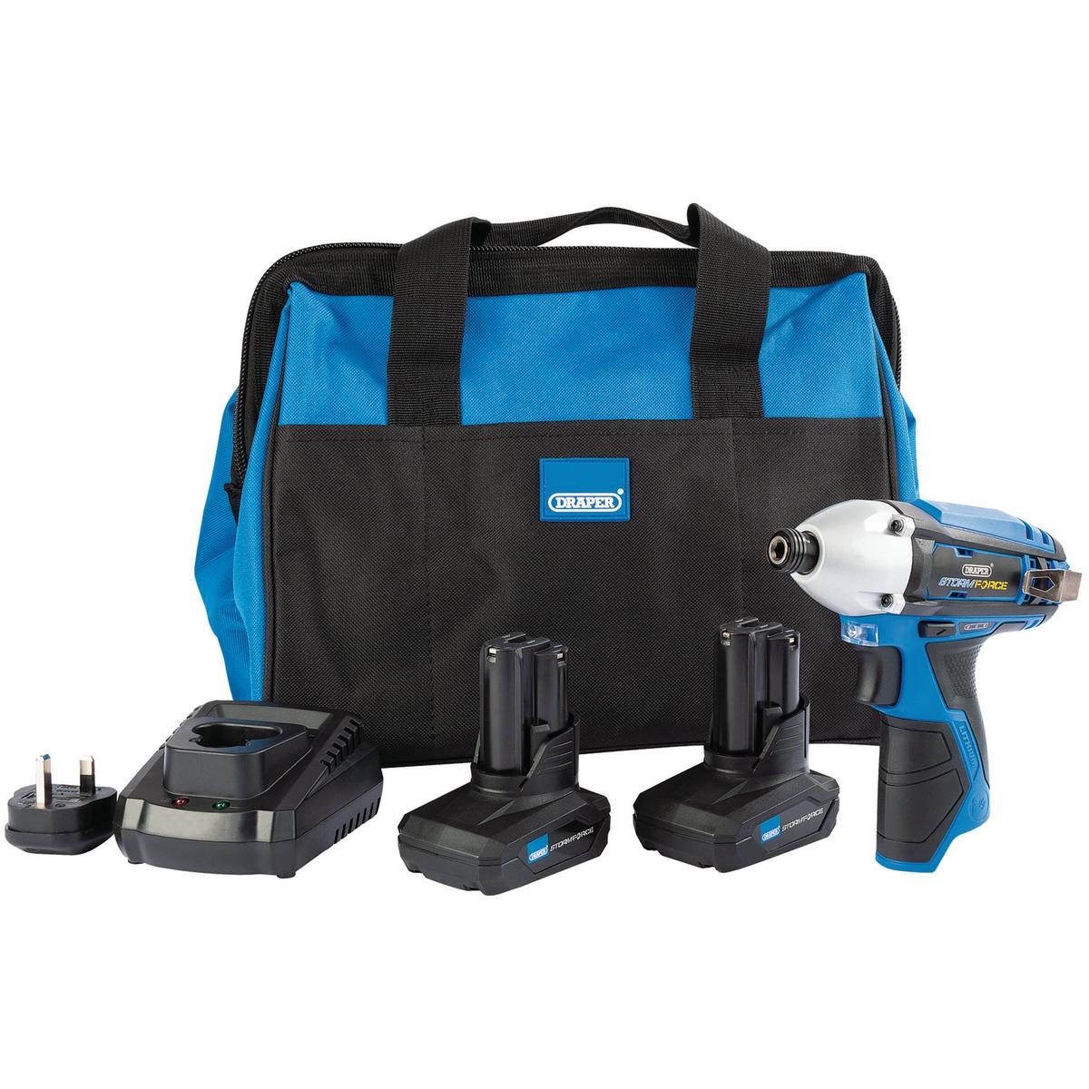 Draper Storm Force 10.8V Impact Driver Kit w/ Batteries, Charger & Bag - Image 1