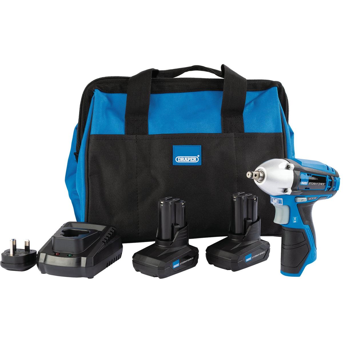 Draper Storm Force 10.8V Impact Wrench Kit w/ Batteries, Charger & Bag - Image 1