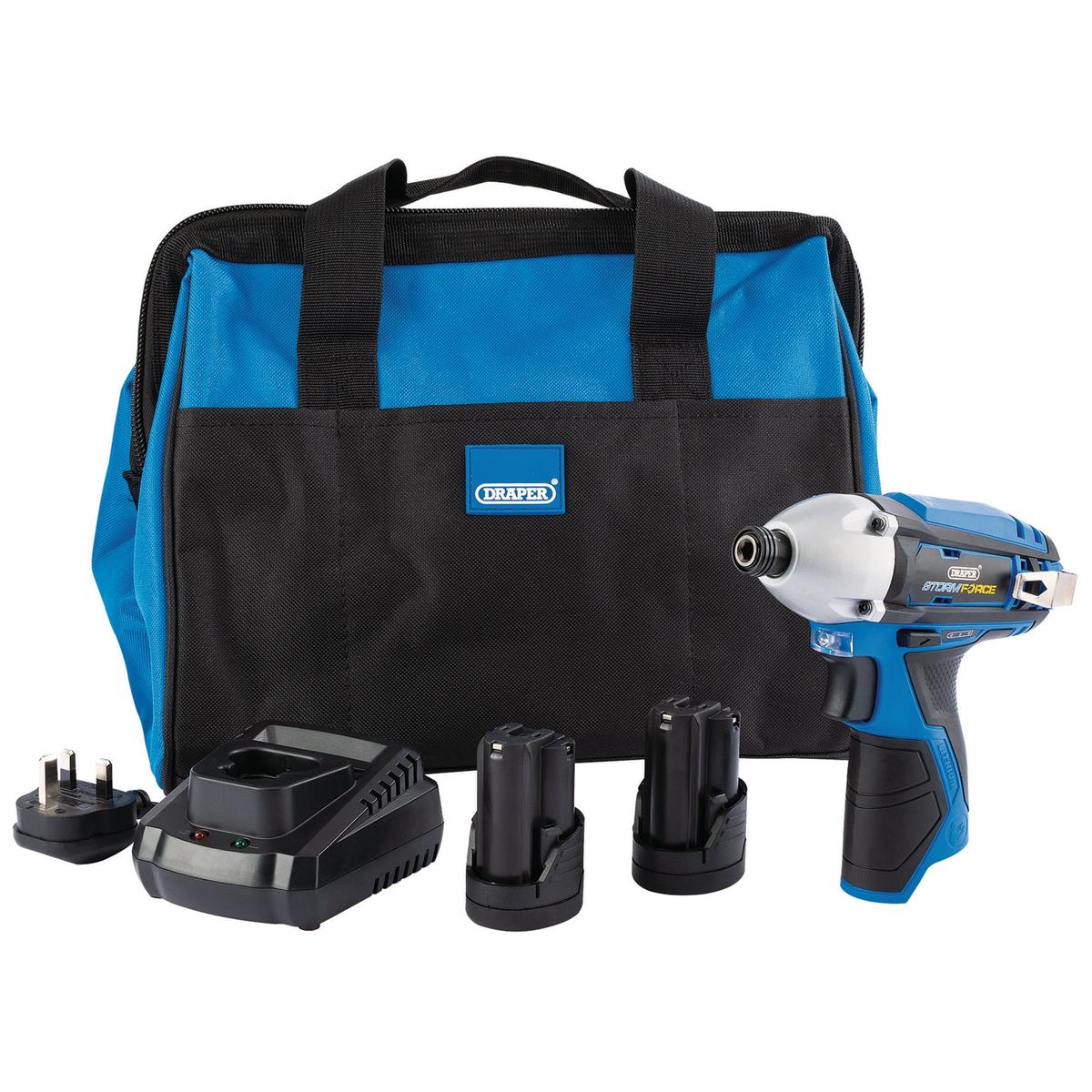 Draper Storm Force 10.8V Impact Driver Kit w/ Batteries, Charger & Bag - Image 1