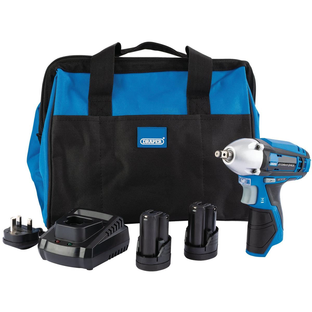 Draper Storm Force 10.8V Impact Wrench Kit w/ Batteries, Charger & Bag - Image 1